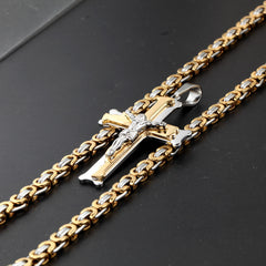 Titanium Steel Cross With 6M Emperor Chain Thick Necklace