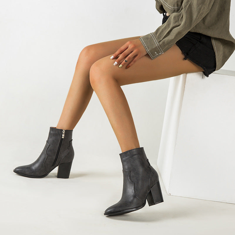 Martin Boots With Short Thick Heels And High Heels For Autumn And Winter