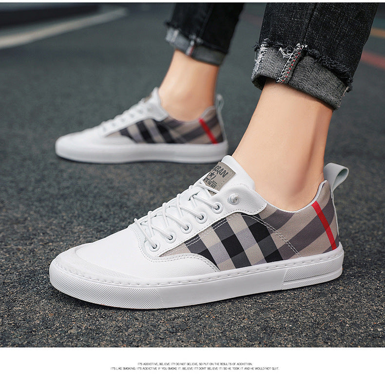 Fashion All-Match Canvas Shoes Korean Trend Plaid Shoes Men's Outdoor Street Shooting Casual Shoes