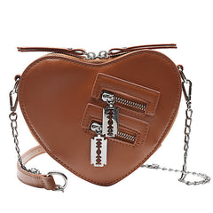 Fashion Creative Heart Chain Pu Small Satchel