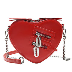 Fashion Creative Heart Chain Pu Small Satchel