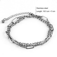 Mens And Womens Hip-Hop Simple And Versatile Double-Layer Chain Stainless Steel Non-Fading Bracelet