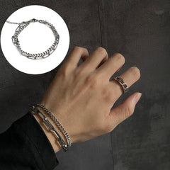 Mens And Womens Hip-Hop Simple And Versatile Double-Layer Chain Stainless Steel Non-Fading Bracelet