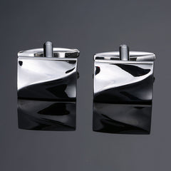 Jiaomei Jewelry Factory Direct Fashion Men's French Cufflinks Gold And Silver Laser Metal Cufflinks