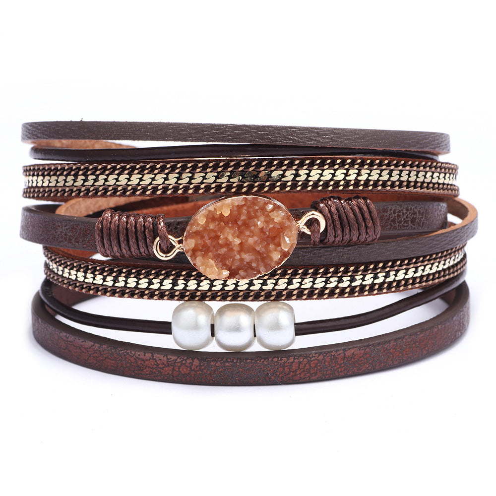 Italian Retro Simple Magnetic Leather Bracelet