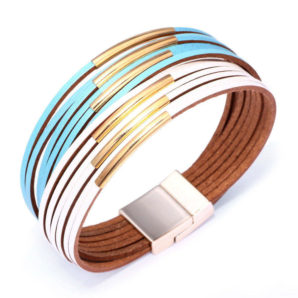 Italian Retro Simple Magnetic Leather Bracelet