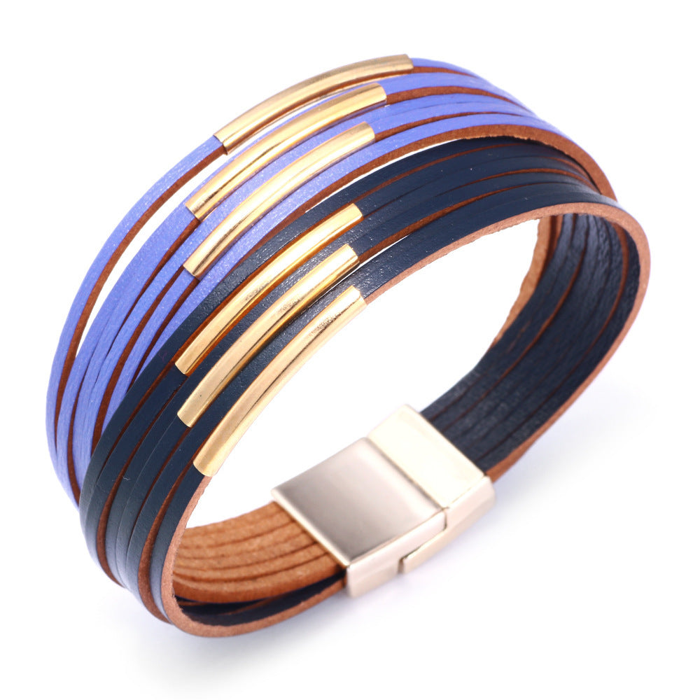 Italian Retro Simple Magnetic Leather Bracelet