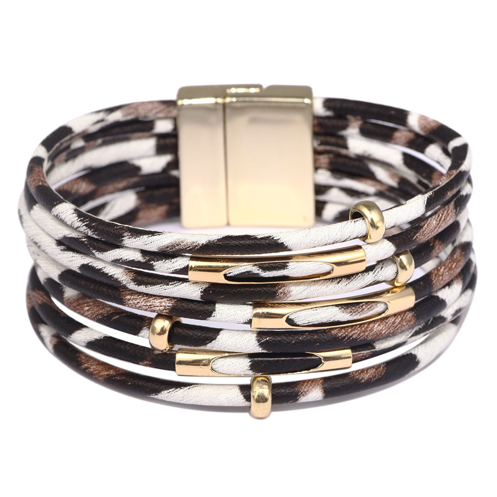 Italian Retro Simple Magnetic Leather Bracelet