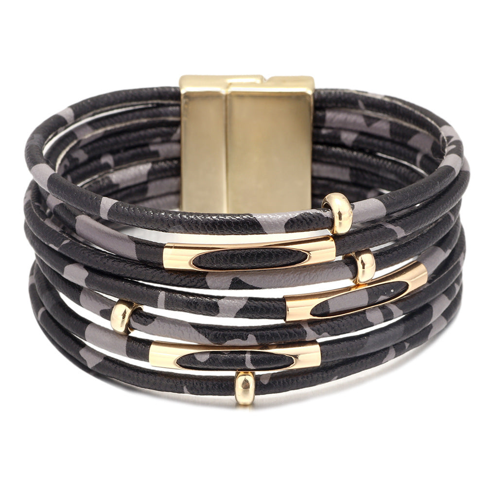 Italian Retro Simple Magnetic Leather Bracelet