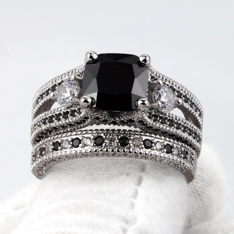 Black Zircon and Black Diamond Ring