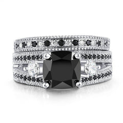 Black Zircon and Black Diamond Ring