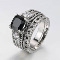 Black Zircon and Black Diamond Ring