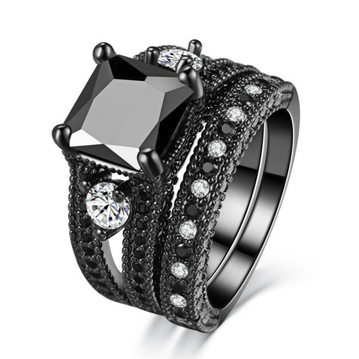 Black Zircon and Black Diamond Ring