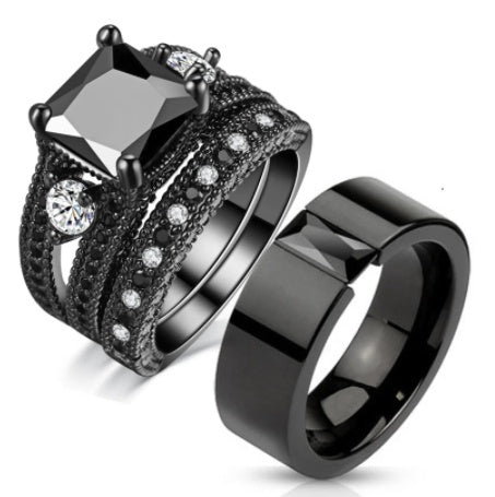 Black Zircon and Black Diamond Ring