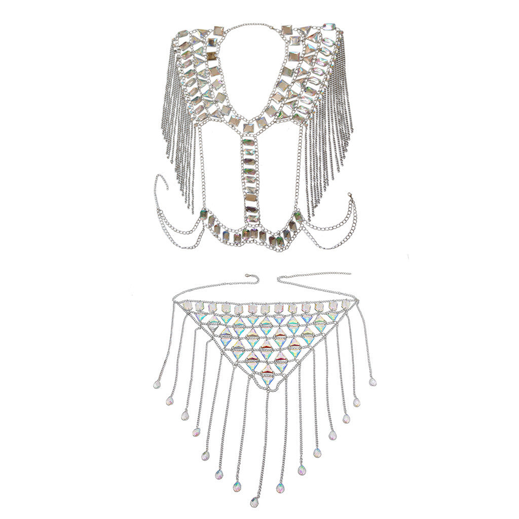 Nightclub Deach Gemstone Fringed Vest Waist Chain