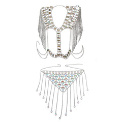 Nightclub Deach Gemstone Fringed Vest Waist Chain