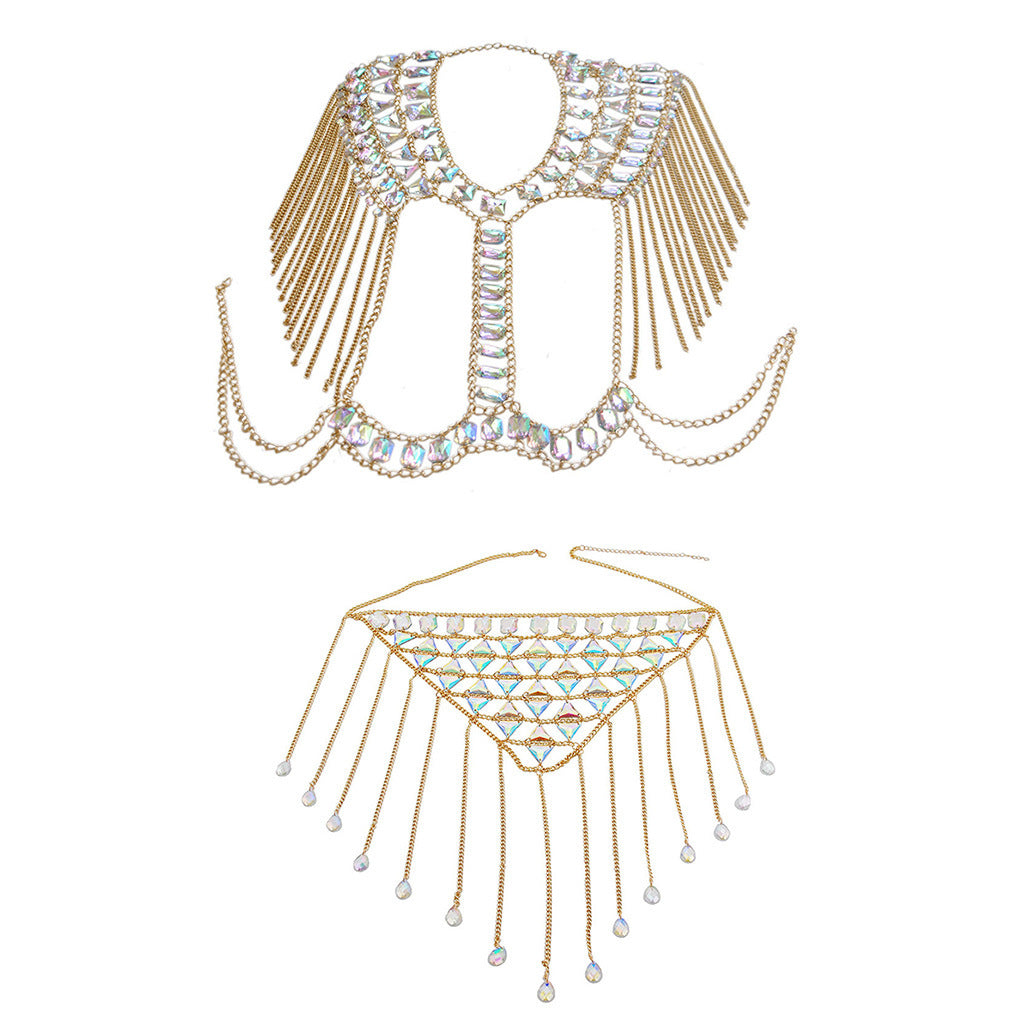 Nightclub Deach Gemstone Fringed Vest Waist Chain