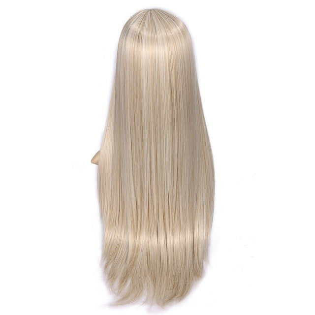 Synthetic Fiber Straight Long Pink Wigs For Women Good Wig