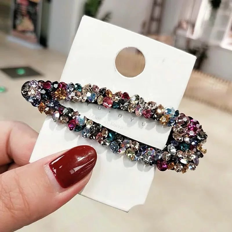 Rhinestone Colored Diamond Hollow BB Clip Side Clip