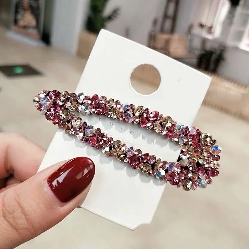 Rhinestone Colored Diamond Hollow BB Clip Side Clip