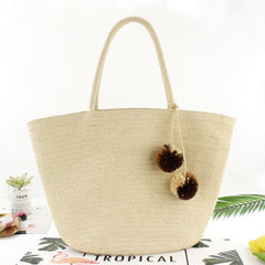 Wide Paper Discrimination Hanging Ball Straw Bag Fashion Retro Casual Women's Bag