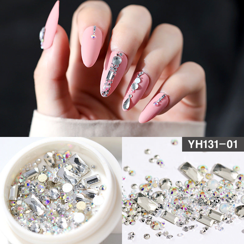 Nail-Art-Decoration Crystal Glitter Glass Rhinestone Diamond Mixed-Design Flat-Bottom