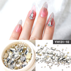 Nail-Art-Decoration Crystal Glitter Glass Rhinestone Diamond Mixed-Design Flat-Bottom