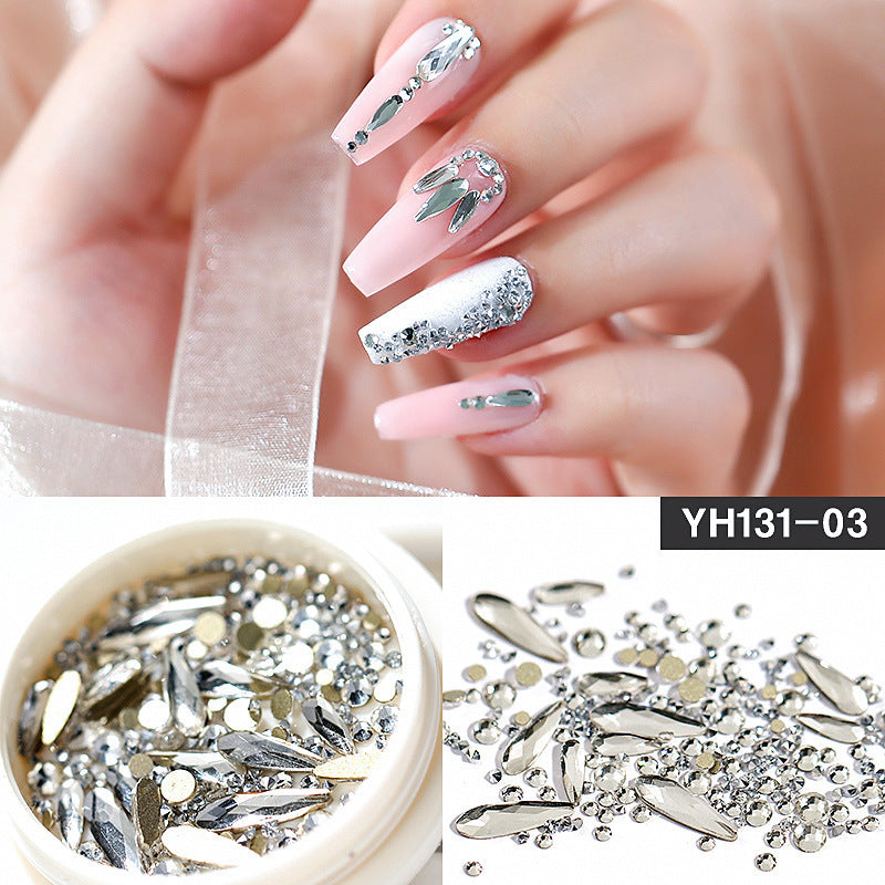 Nail-Art-Decoration Crystal Glitter Glass Rhinestone Diamond Mixed-Design Flat-Bottom