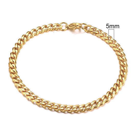 Stainless Steel Gold Plated Bracelet Men's Gold Cuban Chain 3 5 7 9 11mm Six-sided Bracelet