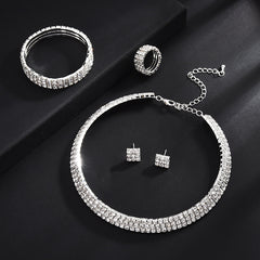 Exaggerated Claw Diamond Beaded Four-Piece Set Multilayer Necklace