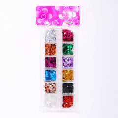 Cross-Border Hot Sale Nail Art Butterfly Sequin Thin Net Red Eye Makeup Patch Laser Symphony Glitter Powder 12 Color Set