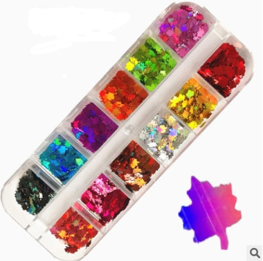 Cross-Border Hot Sale Nail Art Butterfly Sequin Thin Net Red Eye Makeup Patch Laser Symphony Glitter Powder 12 Color Set