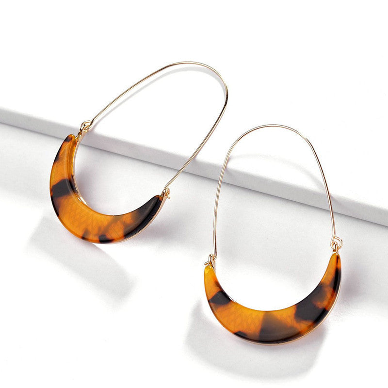 Fashion Korean Stylish Moon Shape Colorful Acetate Acrylic Earrings Big Hook Hoop Earrings for women