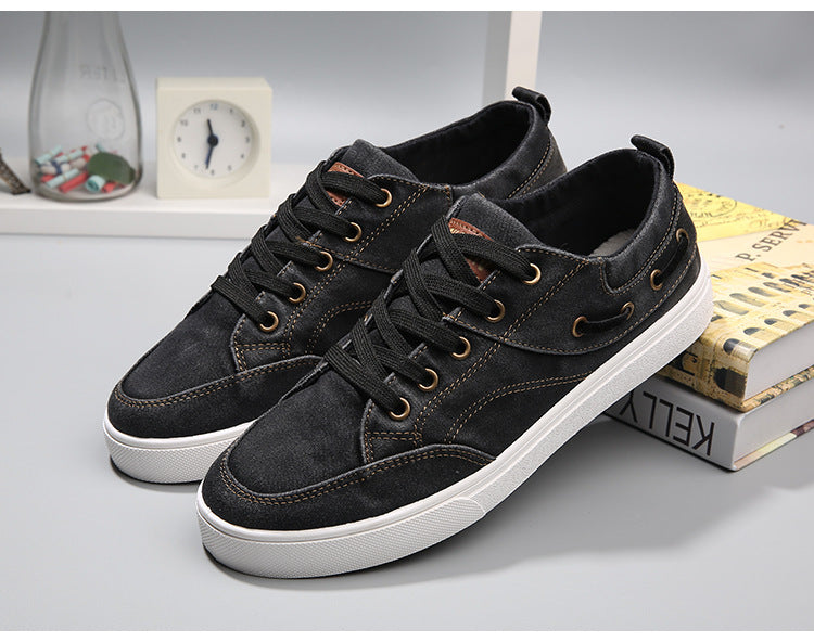 Men's Washed Denim Canvas Shoes Low-top Sneakers