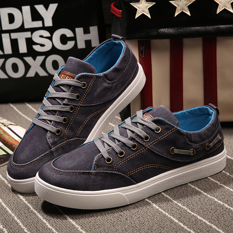 Men's Washed Denim Canvas Shoes Low-top Sneakers