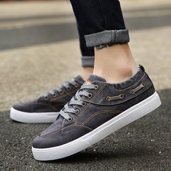 Men's Washed Denim Canvas Shoes Low-top Sneakers