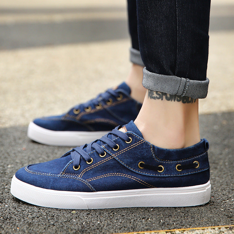 Men's Washed Denim Canvas Shoes Low-top Sneakers