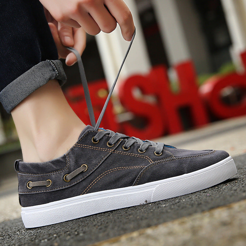 Men's Washed Denim Canvas Shoes Low-top Sneakers