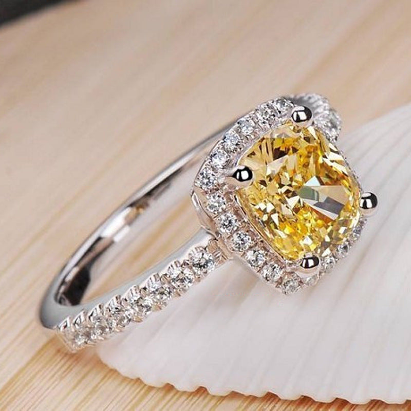 High Simulation Diamond European And American Gold-plated Ring