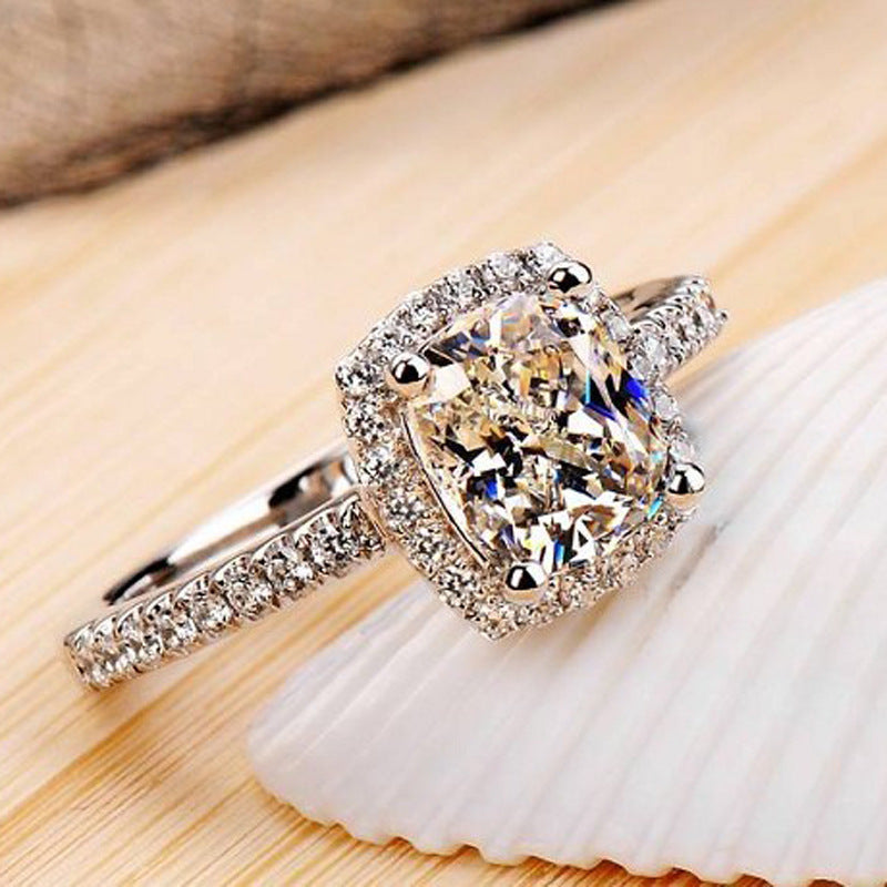 High Simulation Diamond European And American Gold-plated Ring