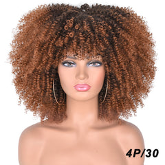 African Black Short Curly Hair Wig Mixed Color European And American Style Wig