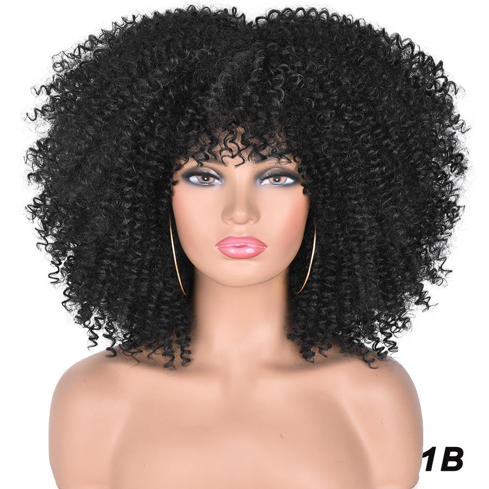 African Black Short Curly Hair Wig Mixed Color European And American Style Wig