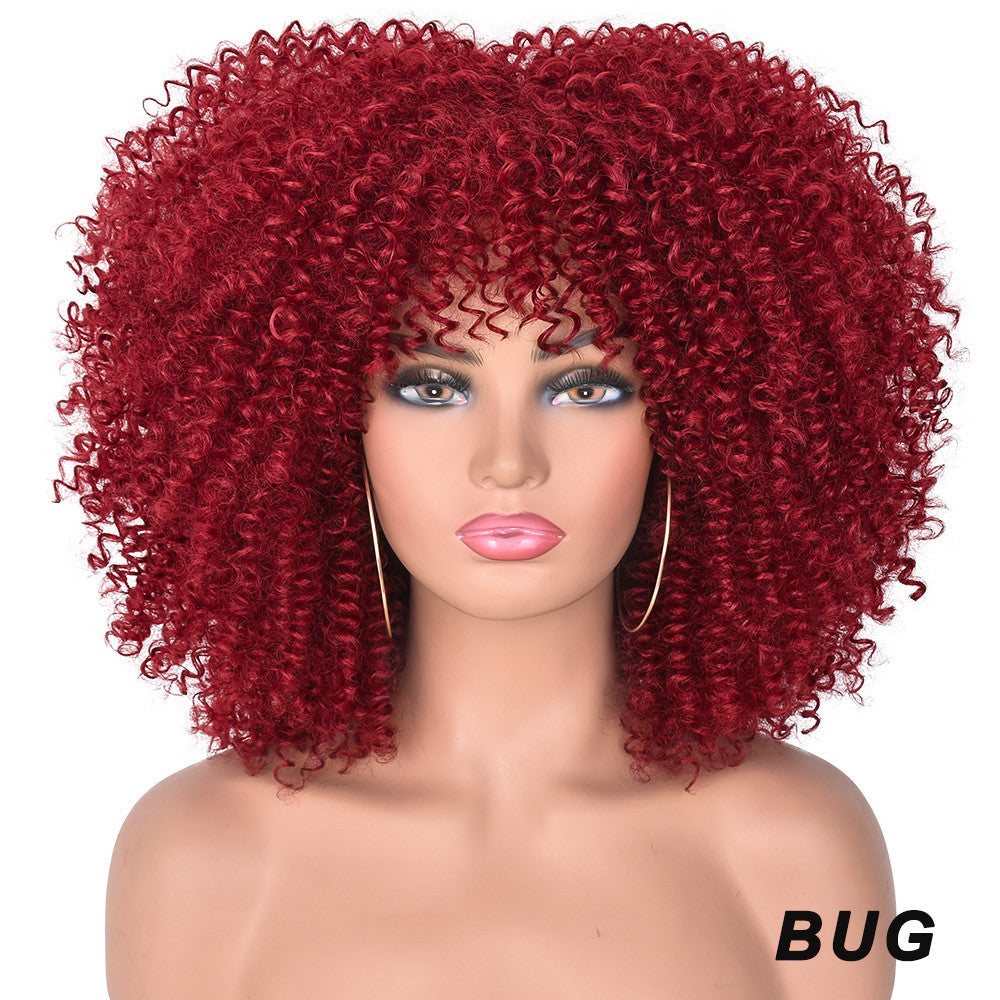 African Black Short Curly Hair Wig Mixed Color European And American Style Wig