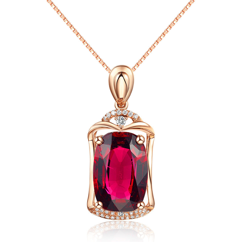 Rose Red Big Gem Pendant  18K Rose Gold-plated Jewelry With Artificial Red Tourmaline</strong>  girls product  women accessories  women product  jewelry  silver  necklace  women products  girls accessories  ellexo shop  golden  zircon necklace  girls products  New Arrival  bridal jewelry set  wedding & engagement  Accessories  trendy jewelry  fashion  girls fashion  women fashion