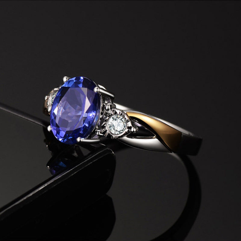 Silver-plated melange sapphire ring