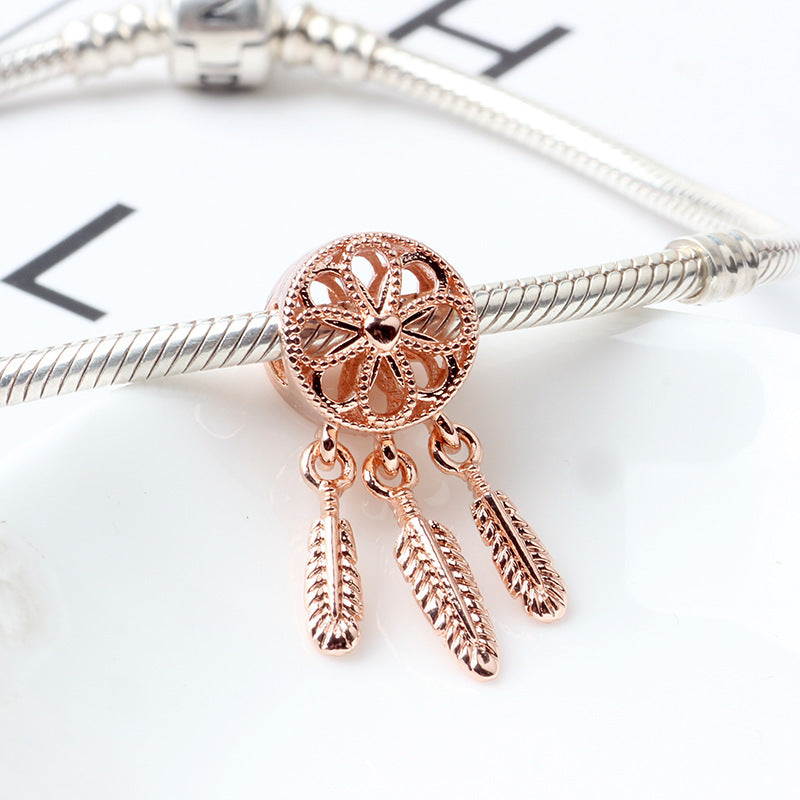 Alloy Bead Rose Spirit Dream Catcher Pendant  girls product  women accessories  trendy jewelry  jewelry  women product  women products  earing  necklace  golden jewelry  ellexo shop  girls accessories  silver  golden  zircon necklace  girls products  New Arrival