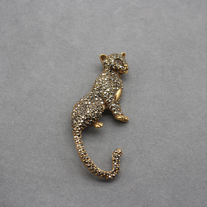 Old Leopard Cold Exaggerated Three-dimensional Antique Brooch