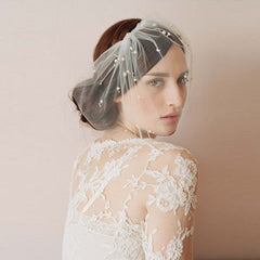 White Wedding Dress With Short Veil Bride