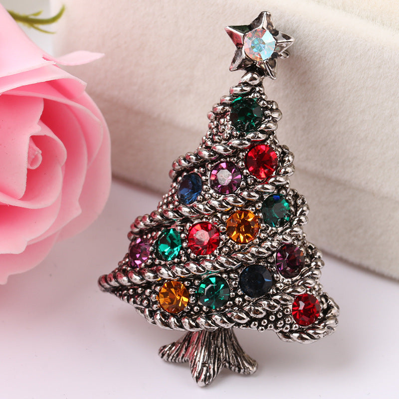 Vintage Diamond Christmas Tree Pin