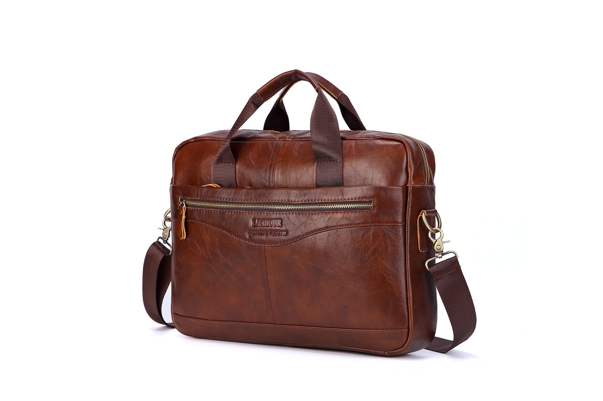 Men's first layer leather computer bag